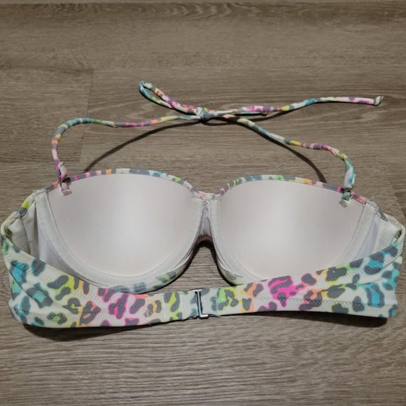 Victoria's Secret Neon Rainbow Leopard Print Bikini Bra Top - Picture 2 of 3